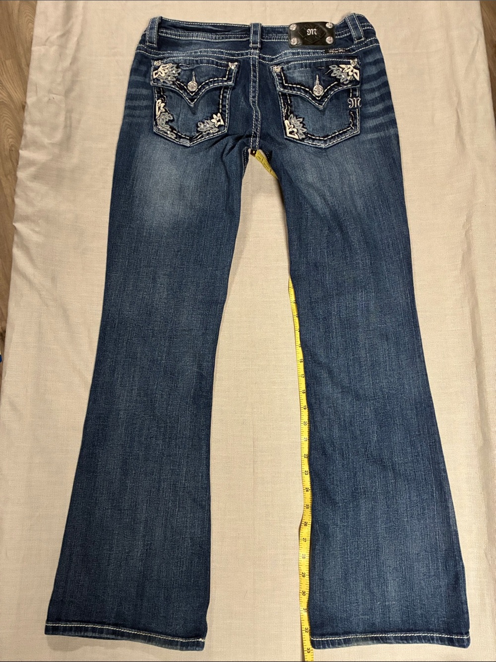 Miss Me Women’s Dark Blue Signature Bootcut Jeans, Size 31/34